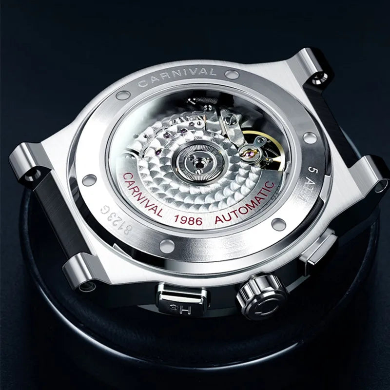 Reloj CARNIVAL Mens Sport Mechanical Watch Brand Luxury Tourbillon Automatic Wrist Watches for Men 50M Waterproof Montre Homme