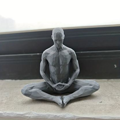 Modern Minimalist Geometric Polygon Seated Figure Sculpture Zen Meditation Desktop Decoration 3D Printed Art Home Decor