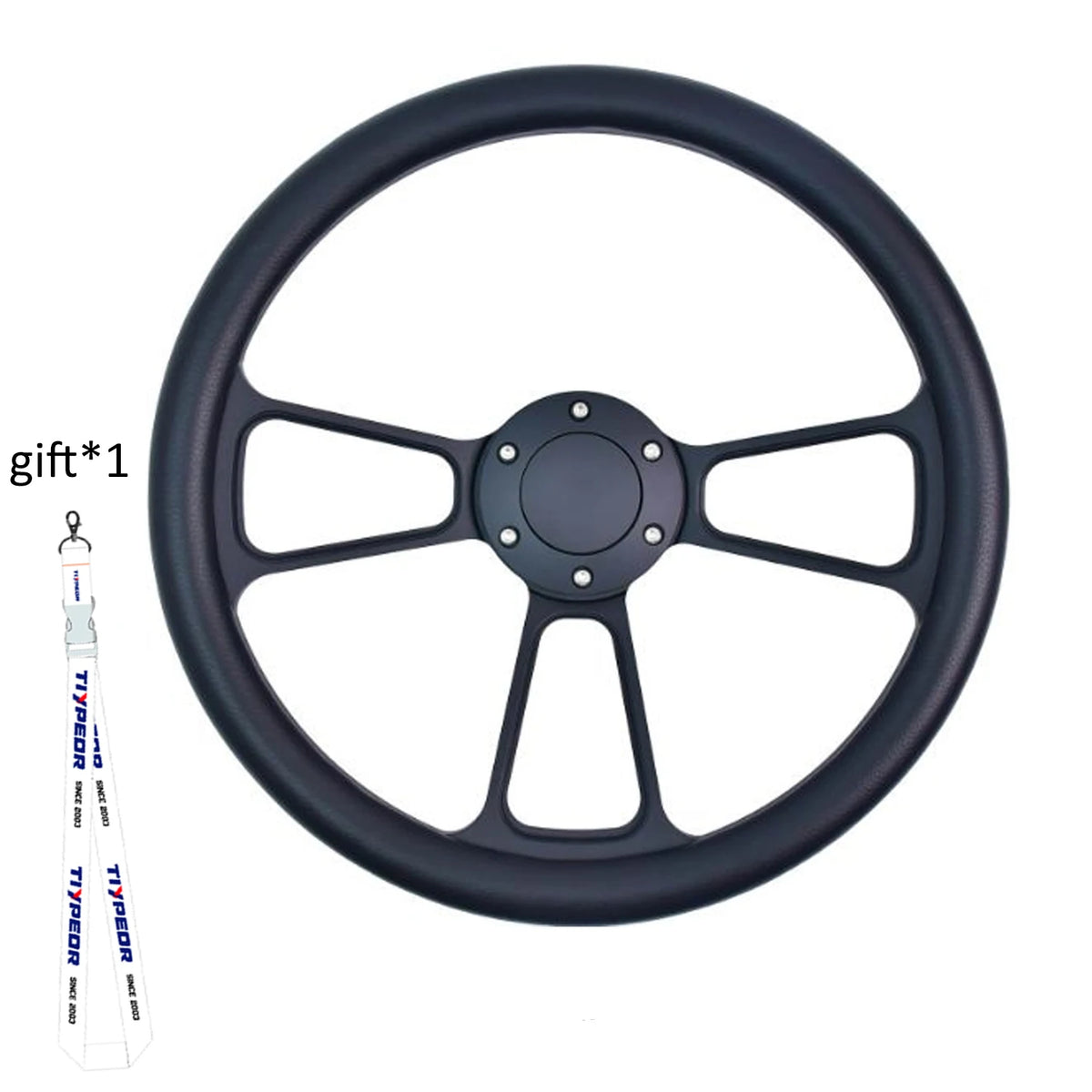 Universal 14 Inch 350mm Classic Retro Microfiber Leather Steering Wheel Black Chrome Plated Three Spoke Bracket 7mm Thick