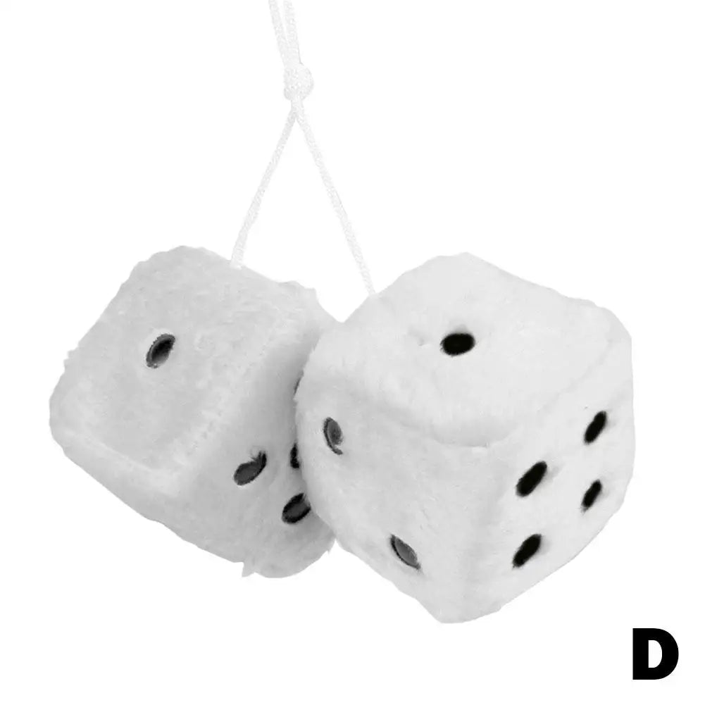 Big Long Hair Hot Stamping Dot Dice Plush Toy Cube Pendant Car Ornament Sieve Anime Car Decoration Accessories Auto Pendant