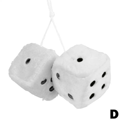 Big Long Hair Hot Stamping Dot Dice Plush Toy Cube Pendant Car Ornament Sieve Anime Car Decoration Accessories Auto Pendant