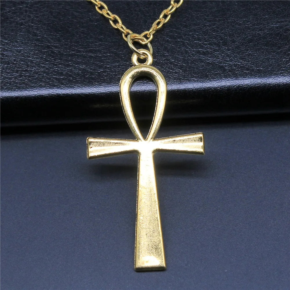 Simple Classic Fashion Cross Egyptian Ankh Life Symbol Pendant Short Long Chain Necklaces Jewelry For Women Men
