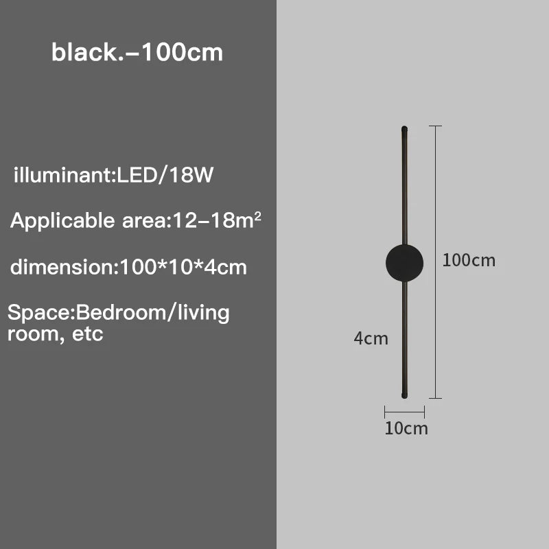 Wall Lamp Bedroom Wall Light Modern Long LED Light Black I-Shaped Living Room Corridor Interior Lighting Home Decor Lighting