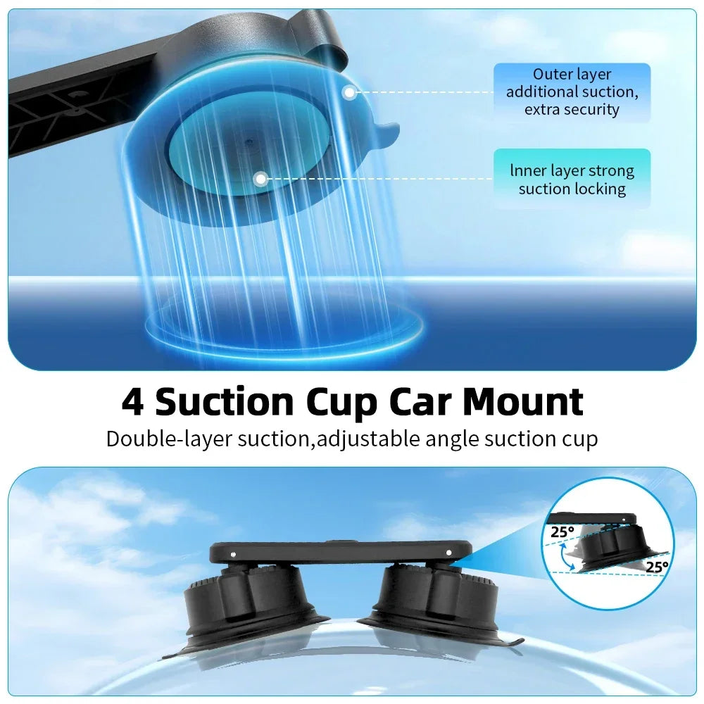 Suction Car Mount for Insta360 X5,X4, X3, X2, One RS,R for GoPro Camera Suction Mount Kit for Action Cameras Selfie Stick