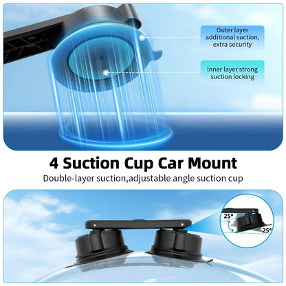 Suction Car Mount for Insta360 X5,X4, X3, X2, One RS,R for GoPro Camera Suction Mount Kit for Action Cameras Selfie Stick