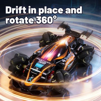 2.4G Mini RC Car Formula Racing Car 4WD Stunt Remote Control Drift Car Toy with Light Universal Wheel Car Toy for Kids Q239 Blue