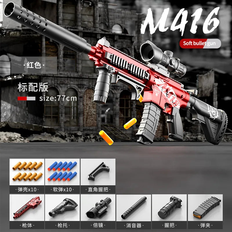 Manual Soft Bullet M416 Soft Bullet Gun Can Fire Submachine Gun Model  Toy Gun Action Loading Assault Rifle