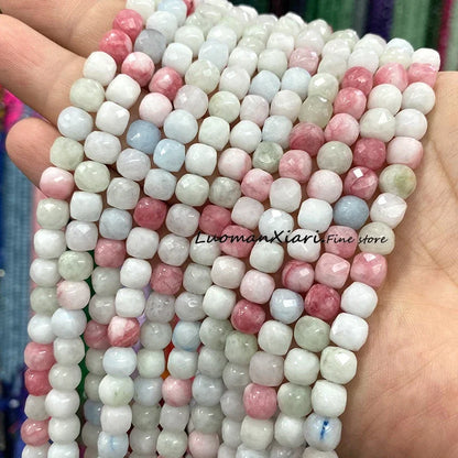 Natural Stone 7-8MM Faceted Square Lapis Lazuli Loose Cube Spacer Beads for Jewelry Making Diy Earrings Bracelets Accessories