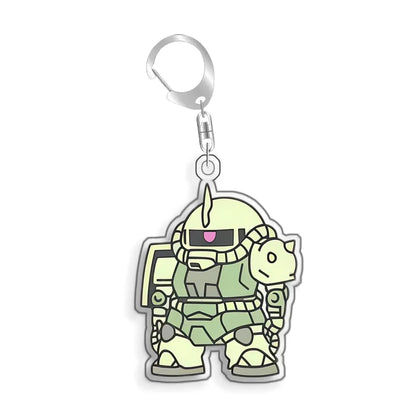 Keychain for Gundam MS-06S Zaku Ll White Cabin Backpack Pendant Anime Game Fans Gift Recycled Acrylic Decoration Rare Card Toy
