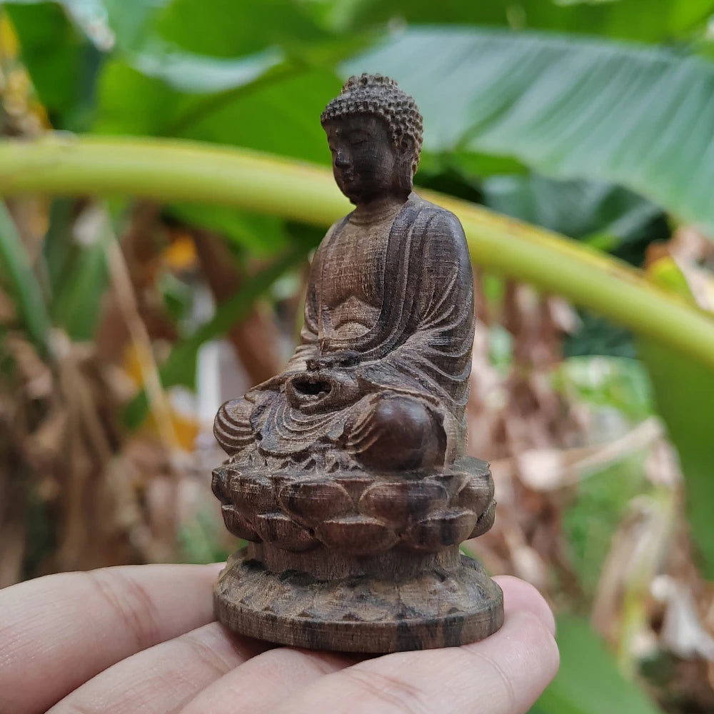 Hand-Carved Wooden Meditation Buddha Statue Ornament, Eastern Aesthetics, Classical Style, Suitable for Desktop Decorations, Home Decor, Fireplace, Living Room, Office, Birthday Gifts, Christmas Gifts