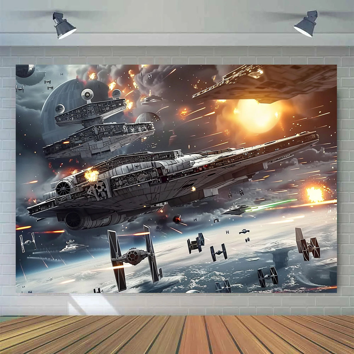 1 2D flat background piece of outer space galactic war theme - polyester, suitable for sci-fi themes and birthday decorations
