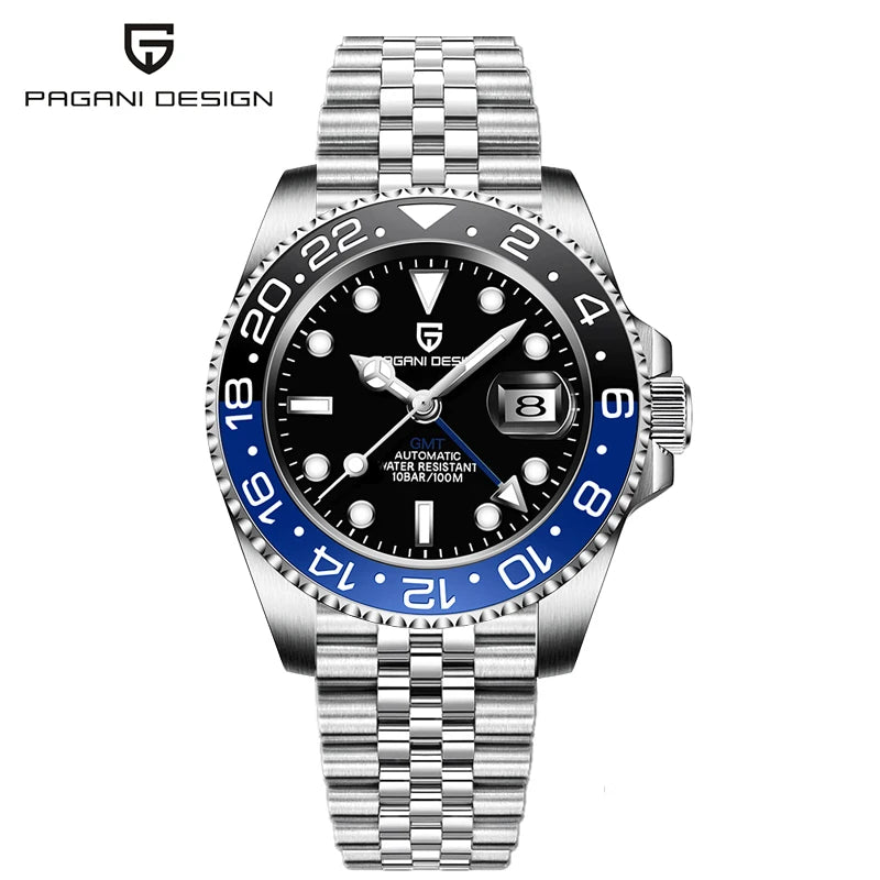 PAGANI DESIGN New Men Watch GMT Mechanical Wristwatch 40mm Automatic Watch Stainless Steel Waterproof Business Watches for Man