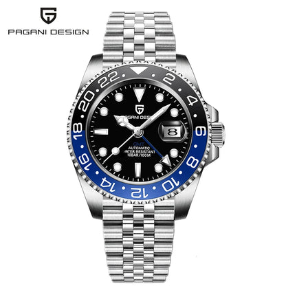 PAGANI DESIGN New Men Watch GMT Mechanical Wristwatch 40mm Automatic Watch Stainless Steel Waterproof Business Watches for Man