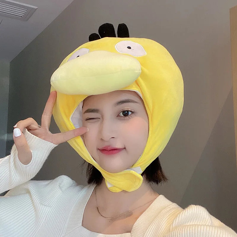 Cute Psyduck Hat Kawaii Japanese Style Plush Hat For Girl Warm Hat For Winter Funny Photo Props Christmas Gift