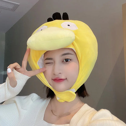 Cute Psyduck Hat Kawaii Japanese Style Plush Hat For Girl Warm Hat For Winter Funny Photo Props Christmas Gift