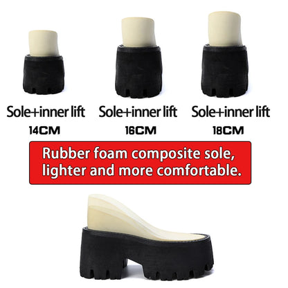 18cm Super Increasing Shoes Women Boots Trend Platform Short Boots Cool Girls Black Punk Booties 14cm Chunky Shoes Ankle Boots