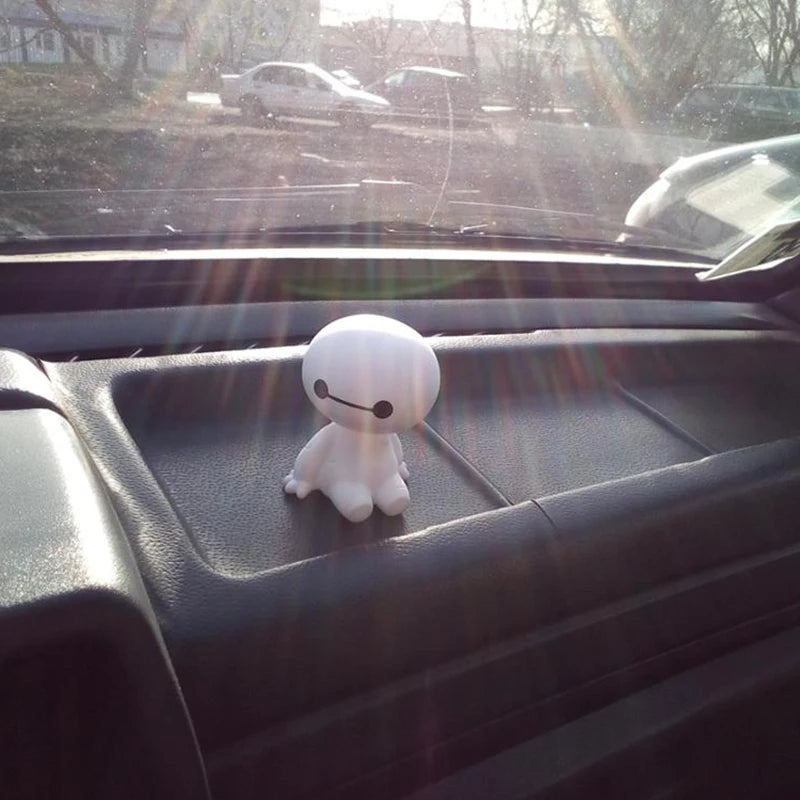 Car Ornaments Cute Shaking His Head Big White Robot Doll Car Ornaments Toy Accessories