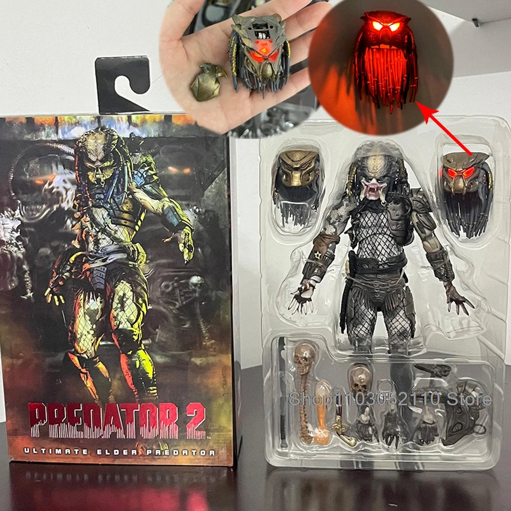 Elder Predator Figure With LED Predator VS Alien Edition Predator Alien Hunter Action Figure Model Collectible Gifts