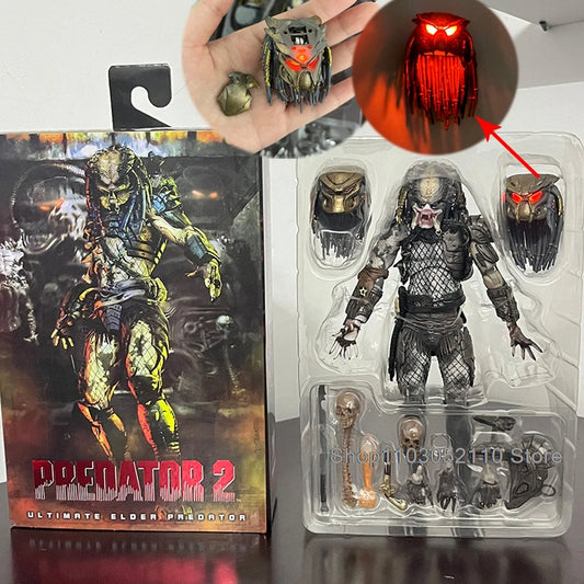 Elder Predator Figure With LED Predator VS Alien Edition Predator Alien Hunter Action Figure Model Collectible Gifts