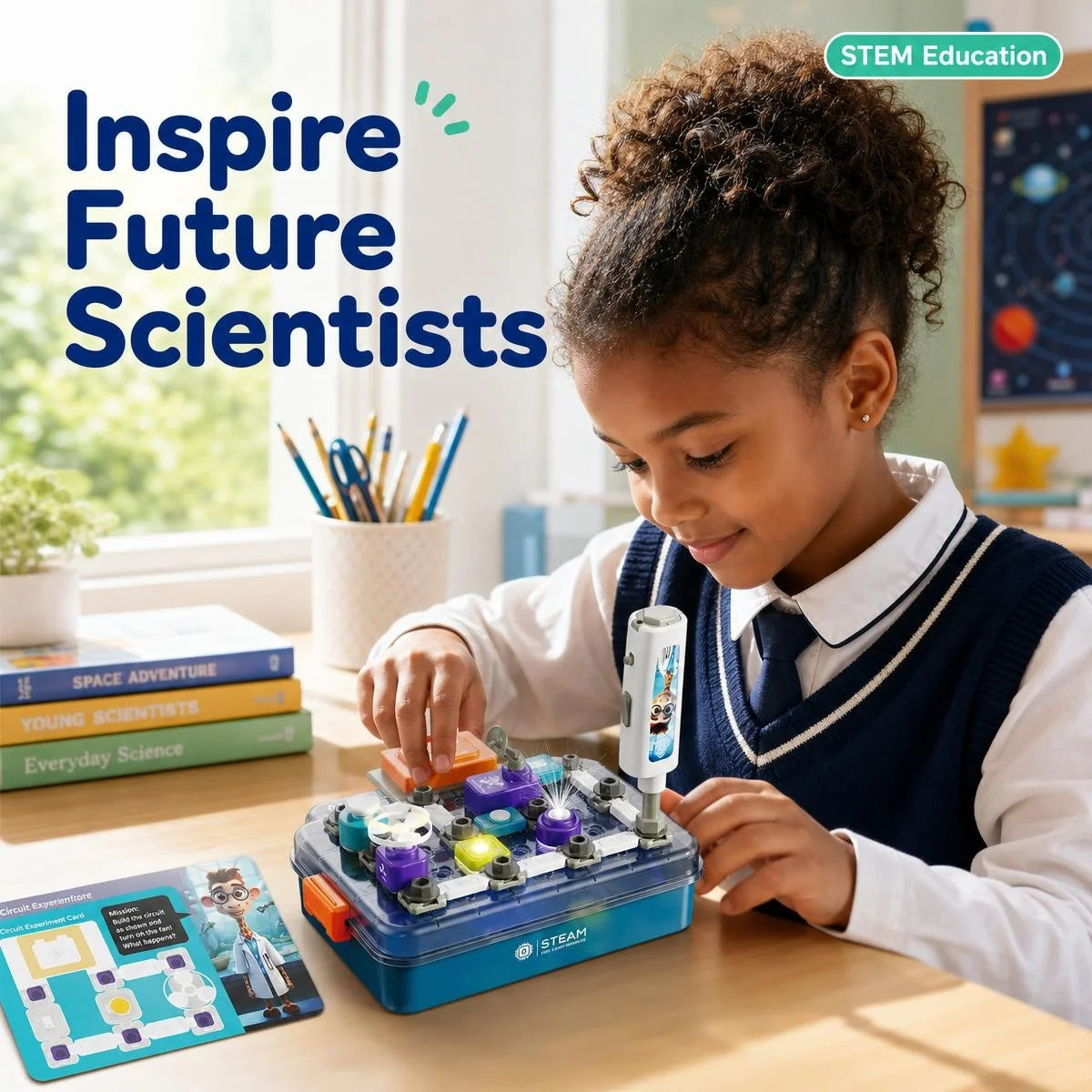 58PCS Kids Modular Circuit Science Experiment Set, STEM Educational Toy with 100 Fun Learning Projects