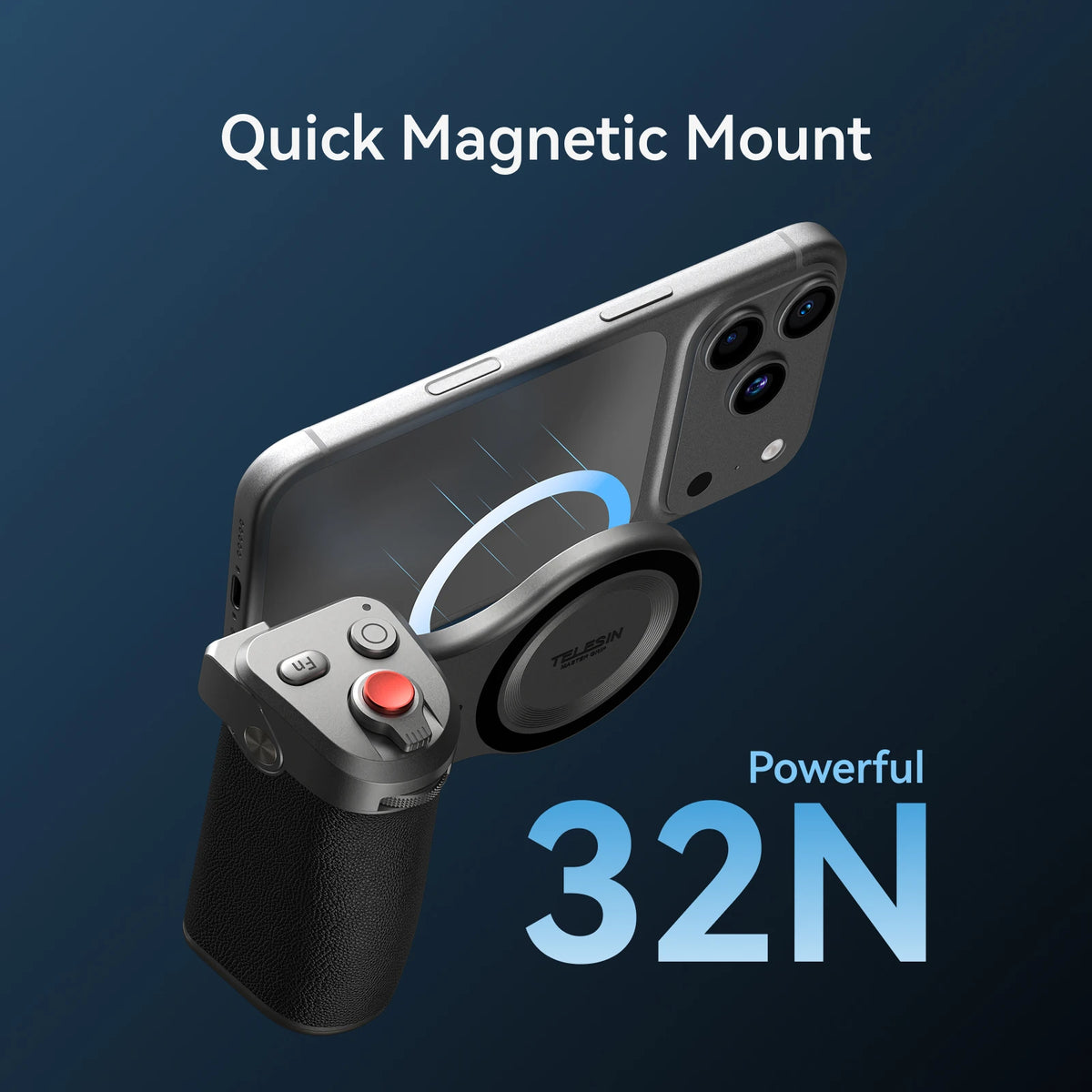 TELESIN Pro Shot Imaging Grip For iPhone 17 16 15 14 13 12 Magnetic Camera Grip Bluetooth Shutter Zoom Dial