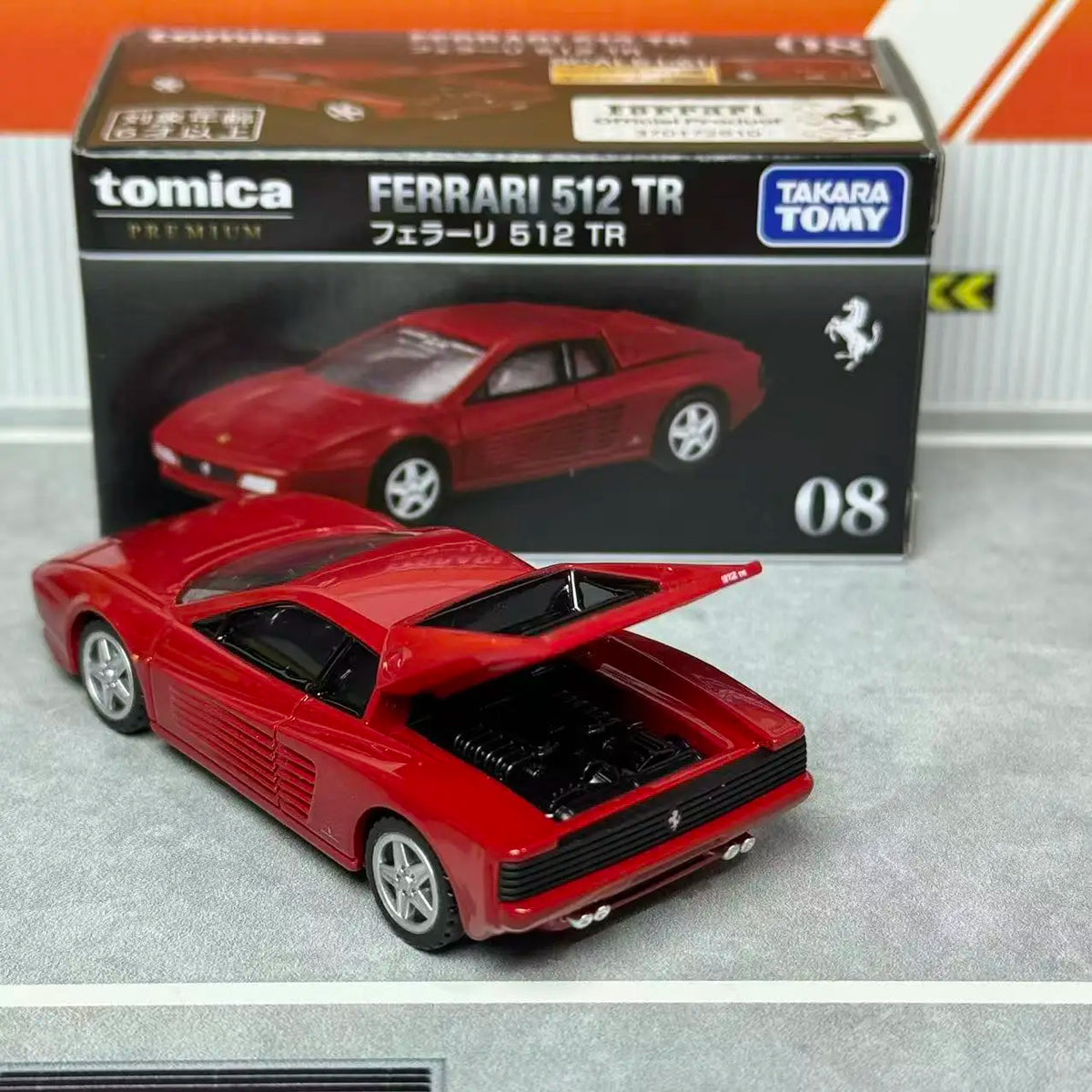 Takara Tomica Premium 08 Ferrari 512 TR Authentic Replica Diecast Car Vintage Supercar Alloy Vehicle Hobby Collectible Ornament