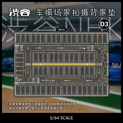 80CM 1:64 Scale Model Car Scene Mat Large Parking Lot Mat for Diecast Vehicle Scene Display Toy Mouse Pad Scene Show Toy