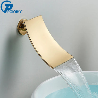 Brass Faucet Spout Black Bath Spout Golden Bathroom Faucet Accessory Waterfall Tub Spout Basin Water Outlet