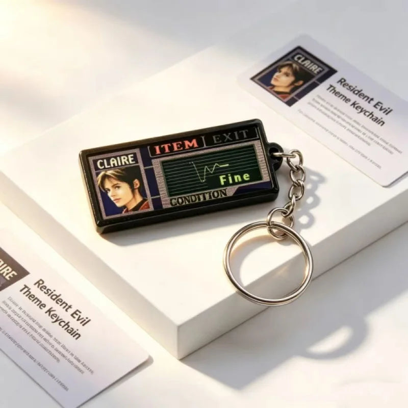 Resident Evil 2 Keychain: PS1 Game, Claire FINE Health Status Bar Gamer Gift, Nostalgic Keychain