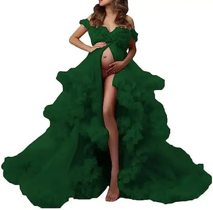 Sexy Maternity Gowns Photoshoot  Ruffles baby shower платье для беременных فساتين حوامل vestidos para embarazadas photoshoot