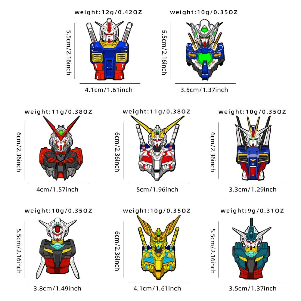 4/8pcs Japanese Anime Mobile Suit Gundam Enamel Pins Cartoon Creative Alloy Brooch Fashion Accessories for Bags And Clothing