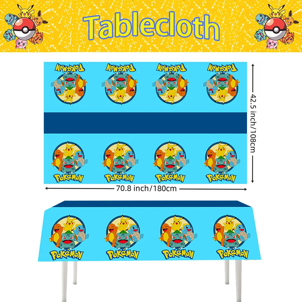 1/10Pcs Pokemon Tablecloth Birthday Decoration Disposable Tablecloth Pikachu Tablecover Kids Birthday Gifts Baby Shower Supplies