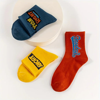 Unisex Soft Cotton Graphic Crew Socks Breathable Funny Casual Athletic Streetwear Socks for Daily Wear with Sneakers