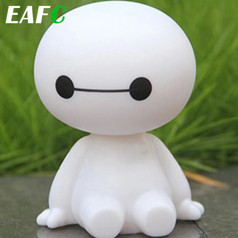 Car Ornaments Cute Shaking His Head Big White Robot Doll Car Ornaments Toy Accessories