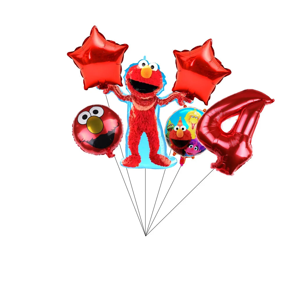 Cartoon Sesames Streeted Birthday Party Decoration Elmo Theme Balloon Set Plates Tissue Tablecloth Party Supplies Baby Shower