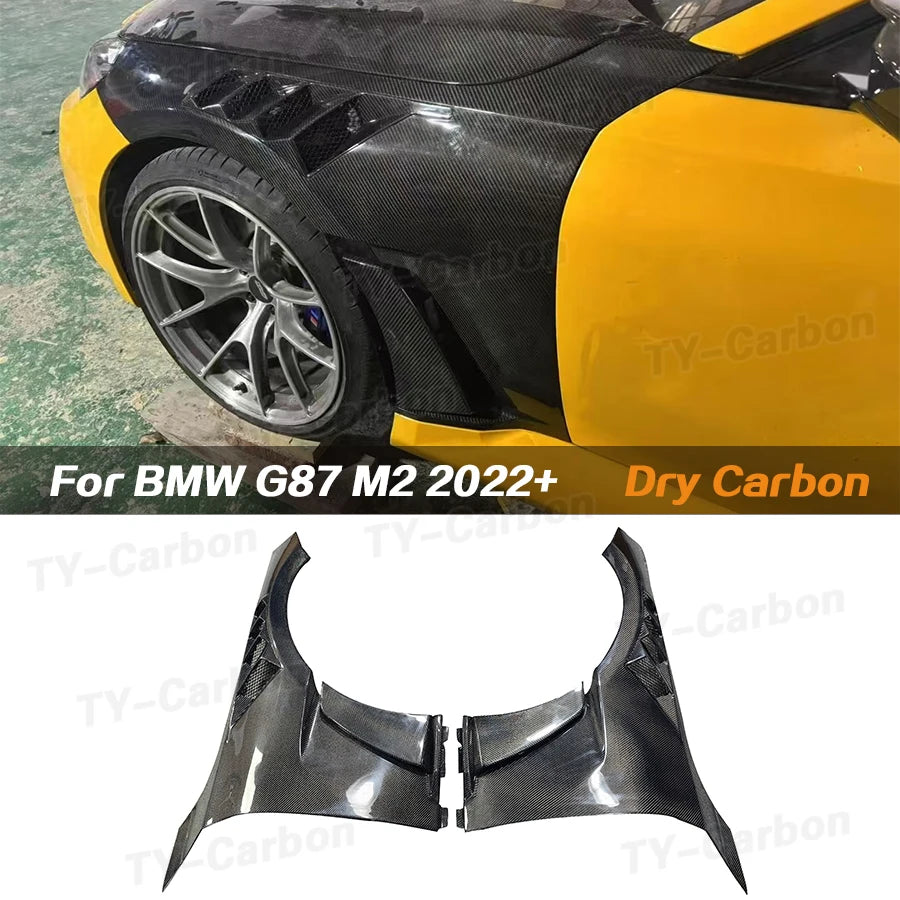 Car Front Fender Air Vent Trims For BMW M2 G87 2022+ Dry Carbon Fiber Fender Bumper Retrofit Replacement Body Kits FRP G87 M2