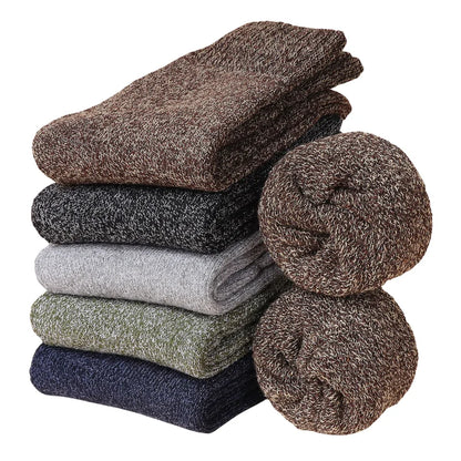 5pairs Unisex Ethnic Style Vintage Thick Wool Warm Crew Men Socks Soft Ultra-Comfortable High Quality Breathable Women's Sock
