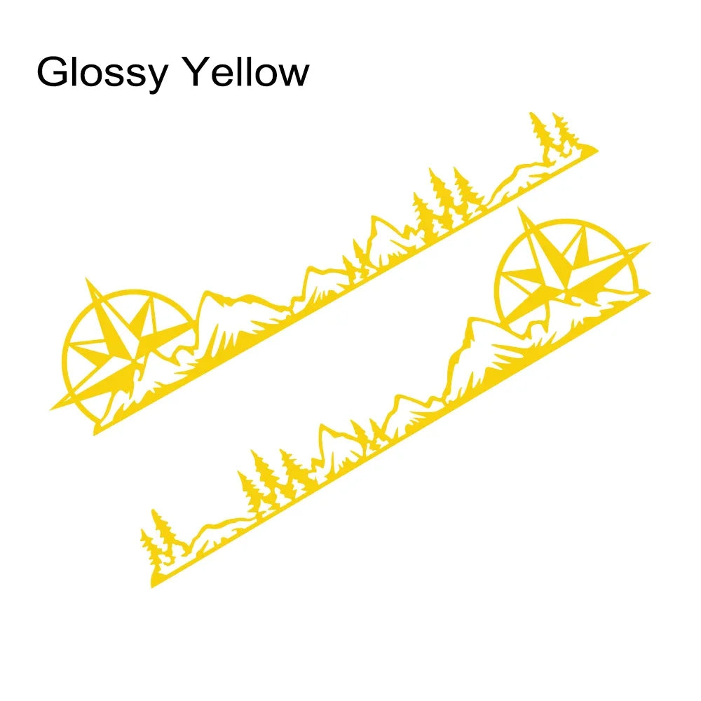 Car Body Side Sticker Graphics Mountain Compass Tree Decor Decal Vinyl Cover Auto Truck SUV Camper RV Van Minivan MPV Decoration