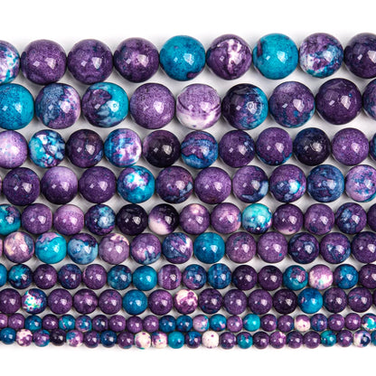 PURPLE BLUE RAINBOW STONE BEADS ROUND LOOSE BEADS 6/8/10/12MM FOR DIY HANDMADE JEWELRY BRACELET MAKING SPACER BEADS SUPPLIES