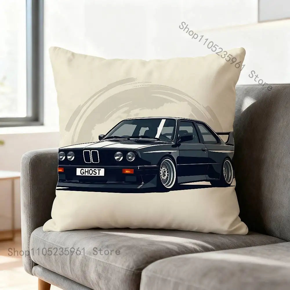 Black White E-E36 Car Pillow Cases for Bedroom Living Room Sofa Home Decor Polyester Cushion Cover with Zipper