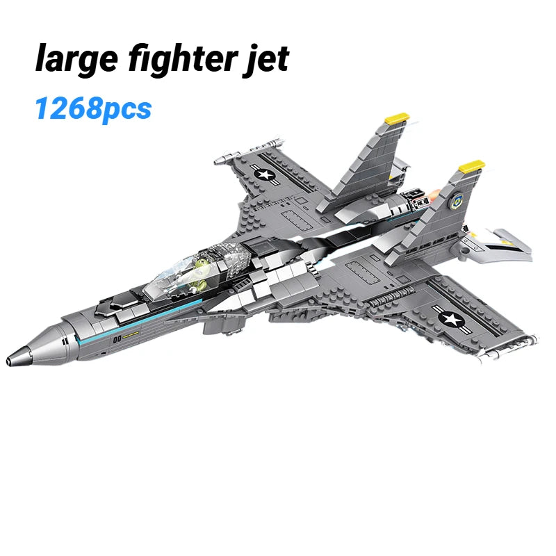Air Force Military Theme Assembly Model J15 J20 Fighter Carrier-Based Aircraft Building Blocks Toy Gift For Boys