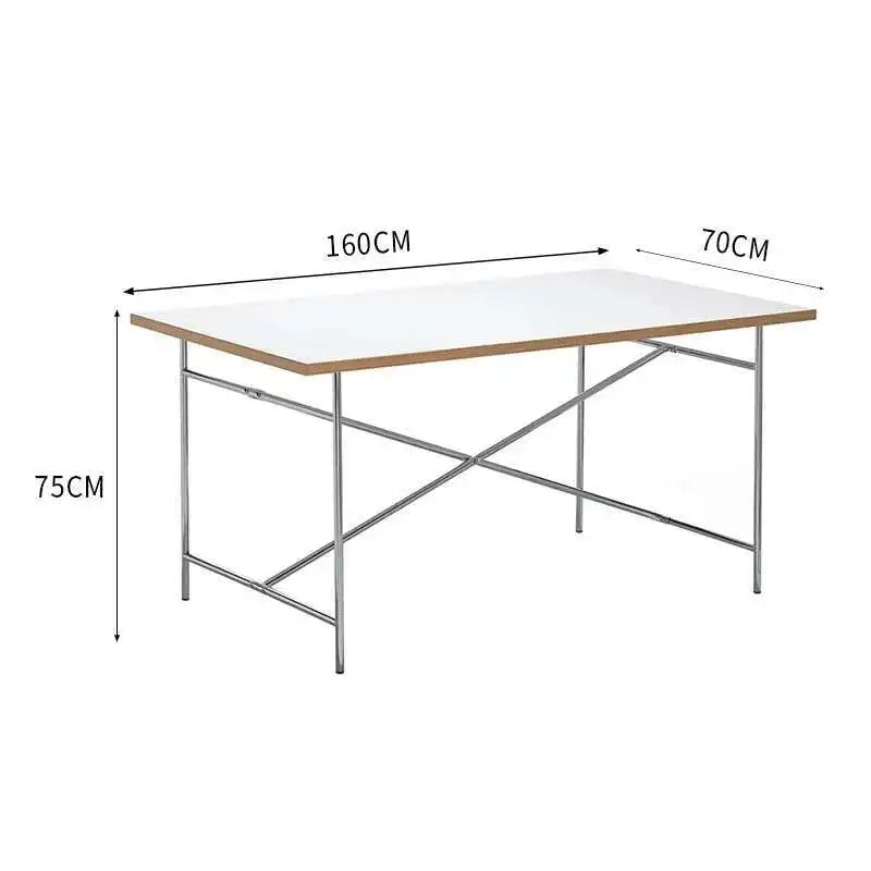 Stainless Steel Leg Rectangular Solid Wood Conference Table Office Desk Writing Living Room Table Mesa Office Furniture KMOD