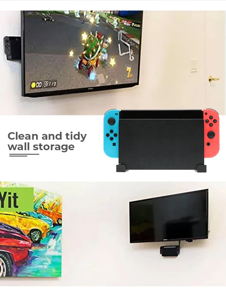 DATA FROG Wall Mount Holder for Switch/Oled/Joycon - Universal Stand Hanger for Switch TV Dock | Gaming Accessories