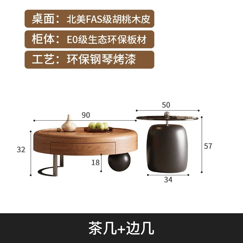 Round Wabi Sabi Coffee Table Glamour Classic Vintage Storage Coffee Table Aesthetic Modern Table Basse Living Room Furniture