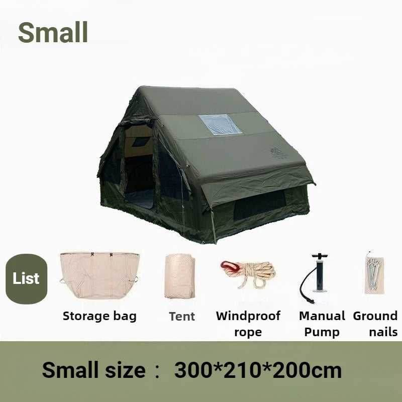 Family Spacious Camping Tents Outdoor Thickened Rainproof Overnight Inflatable Tent Sunshade Windproof Camping Supplies