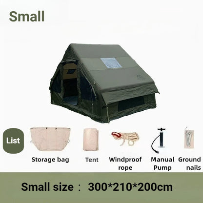 Family Spacious Camping Tents Outdoor Thickened Rainproof Overnight Inflatable Tent Sunshade Windproof Camping Supplies