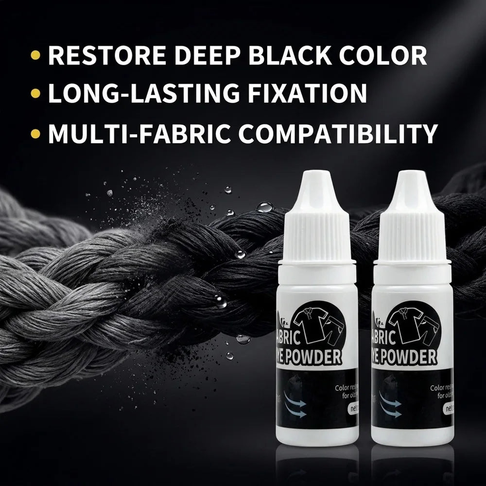 CASHAREYA Black Clothes Dye Powder 2x15g Fabric Dye for Faded Garments for Cotton Fade-Resistant Black Dye for Clothes Tie-Dye