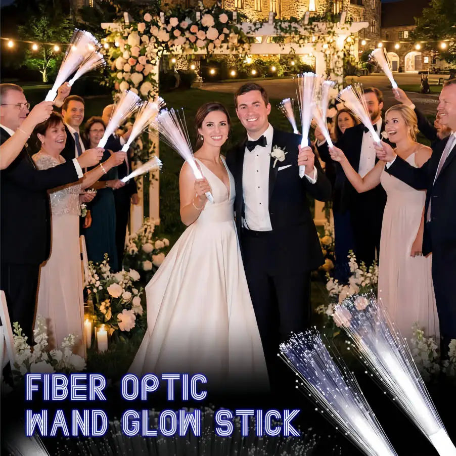 8-200PCS White Fiber Optic Wands Wedding Light Up Fiber Party Wands Flashing Glow Sticks for Dark Wedding Party Favors Birthday