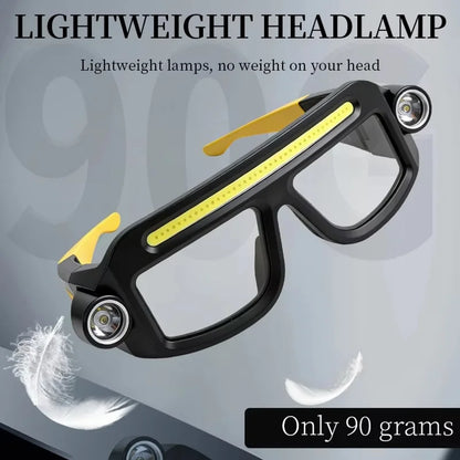 Rechargeable COB LED Glasses Headlight TYPE C Waterproof Lightweight Adjustable Angle Work Lamp for Car Maintenance Repair