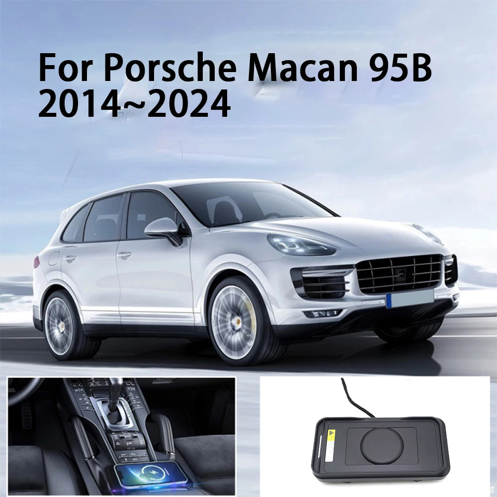 ZhuCamX Car Wireless Mobile Phone Charger Center Console Storage QI 18W iPhone fast charge for Porsche Macan 95B 2014-2024